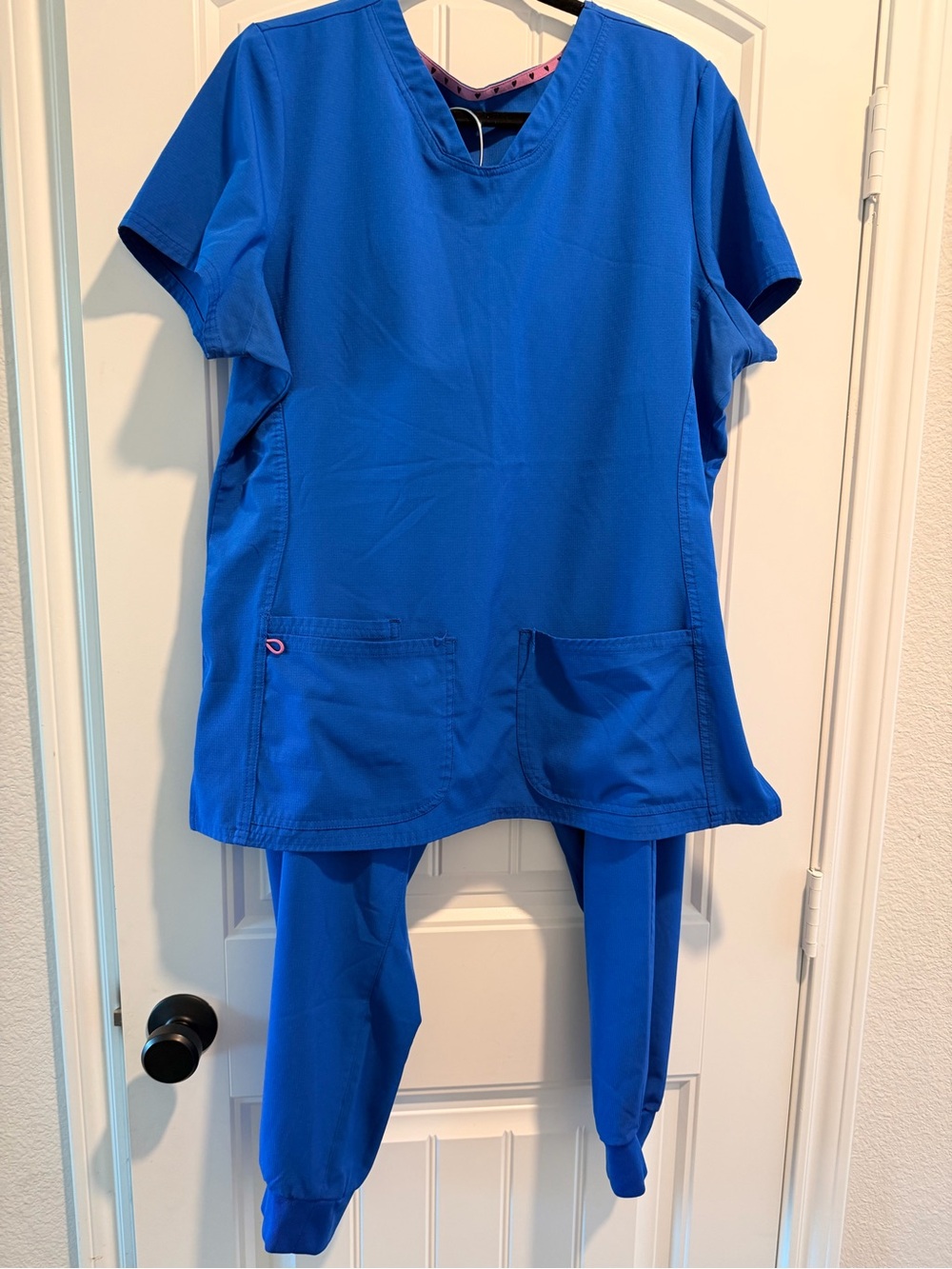 Heart Soul Royal Blue Scrub Top & Jogger Pants petite